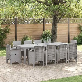 vidaXL Conjunto de Jantar para Jardim 11 pcs Cinzento-claro Largo