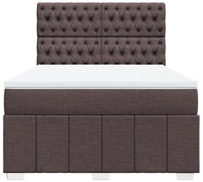 Cama com molas/colchão 160x200 cm tecido castanho-escuro