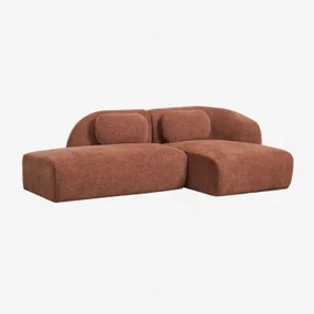 Sofá Modular Chaise Longue Direito De 2 Peças Com Divã Esquerdo Em Chenille Coquette Chenille Castanho Ferrugem - Sklum