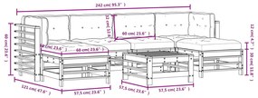 7pcs conjunto lounge jardim c/ almofadões madeira maciça branco