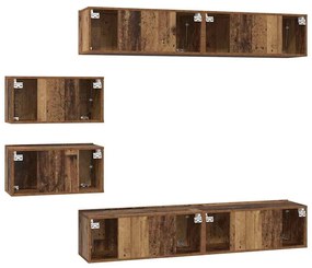 Conjunto de Estantes para TV 6 pcs Madeira antiga Médio