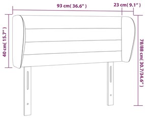 Cabeceira de cama c/ abas veludo 93x23x78/88 cm cinzento-escuro