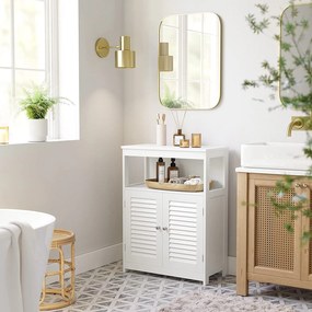 Armário de casa de banho com compartimento aberto 60 x 80 x 30 cm Branco