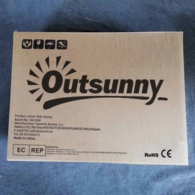 Conjunto de Baloiços para Crianças acima de 3 Anos com Suporte de Meta