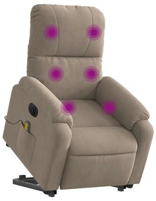 Poltrona reclinável elétrica microfibra cinzento-acastanhado