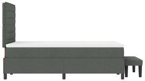 Cama Box com Colchão &amp; Banco Cinza Escuro 120x200 cm Tecido
