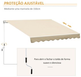 Toldo de Parede Retrátil Manual – Modelo Faro – 295x245 cm – Cor Bege