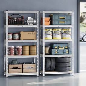 Conjunto de 2 estantes para cargas pesadas até 875 kg com prateleiras ajustáveis 40 x 90 x 180 cm Prateado