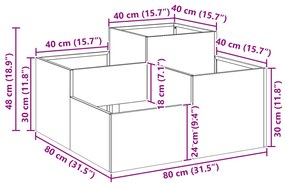 Jardineira vidaXL 80x80x48 cm Aço Galvanizado