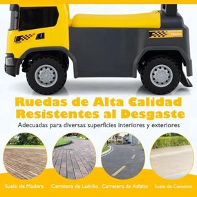 Andarilho carro de bombeiros para crianças com luzes, sirenes e música com arrumação debaixo do assento para crianças a partir dos 18 meses Amarelo
