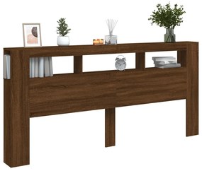 Cabeceira c/ LEDs 220x18,5x103,5 cm carvalho castanho