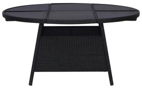 9 pcs conjunto jantar exterior com almofadões vime PE preto