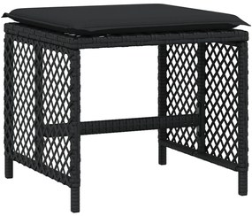 11 pcs conjunto de jantar p/ jardim c/ almofadões vime PE preto