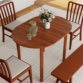 Mesa de jantar oval 110 x 78 x 77 cm com superfície ampla e pernas robustas de madeira com pés antiderrapantes Castanho