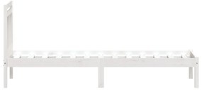 Estrutura de cama solteiro 90x190 cm madeira maciça branco
