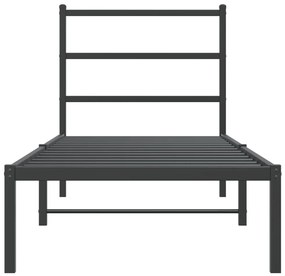 Estrutura de cama metal s/ colchão c/ cabeceira 75x190 cm preto