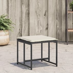 Bancos de jardim com almofadões 4 pcs vime PE preto