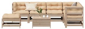 vidaXL 8 pcs conjunto lounge de jardim c/ almofadões pinho maciço