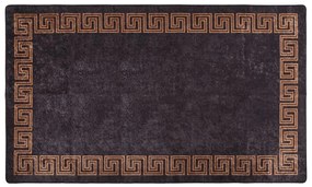 Tapete lavável antiderrapante 190x300 cm preto e dourado