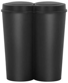 Caixote de lixo duplo 50 L preto