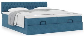 Estrutura cama otomana colchões 180x200 cm veludo azul escuro