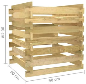 Caixa de compostagem ripada 90x90x90 cm pinho impregnado