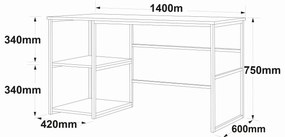 Secretária de Estudo "Boston" – Pinho Atlântico, 140x60x75 cm, Design
