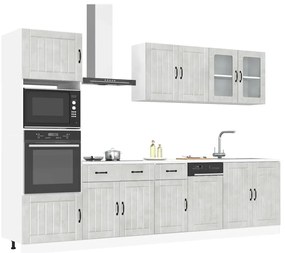 vidaXL 7 peças armário de cozinha conjunto Kalmar cinzento cimento