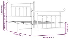 Estrutura de cama com cabeceira e pés 100x190 cm metal preto