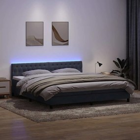 vidaXL Cama box spring c/ colchão e LED 180x220 cm veludo cinzento-escuro