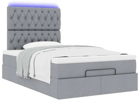 Estrutura cama otomana colchão 120x200 cm tecido cinzento claro