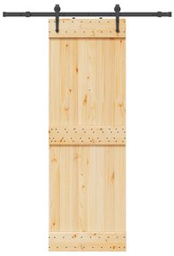 vidaXL Porta de correr com ferragens 70x210 cm madeira de pinho maciça
