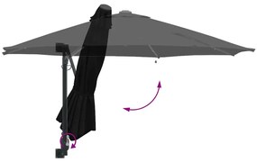 Guarda-sol de Jardim com LEDs, preto, 248 cm
