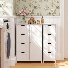 Armário de casa de banho com 4 gavetas 30 x 30 x 82 cm Branco