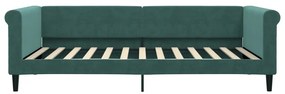 Sofá-cama com gavetão 100x200 cm veludo verde-escuro