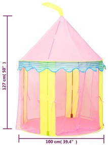 Tenda de brincar infantil 100x100x127 cm rosa
