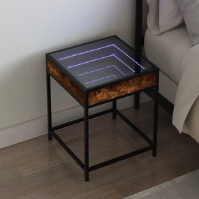 Mesa de cabeceira c/ LED Infinity 40x40x51 cm carvalho fumado