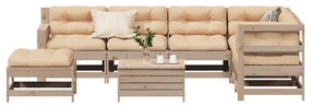 vidaXL 8 pcs conjunto lounge de jardim c/ almofadões pinho maciço