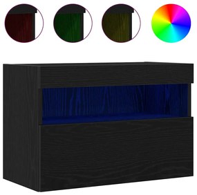 Armários de TV vidaXL com luzes LED 2 pcs Carvalho Preto 60x30x40 cm