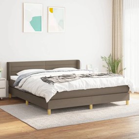 vidaXL Cama com molas/colchão 160x200 cm tecido castanho-acinzentado