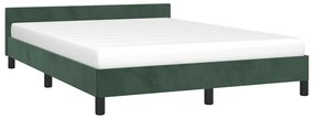 Estrutura de cama sem colchão 140x190 cm veludo verde-escuro
