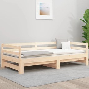 Estrutura sofá-cama de puxar 2x(90x190) cm pinho maciço