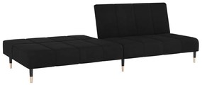 Sofá-cama de 2 lugares veludo preto