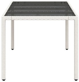 Mesa de jardim com tampo de vidro 190x90x75 cm vime PE branco