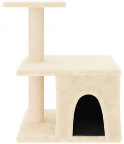 Árvore para gatos c/ postes arranhadores sisal 48 cm cor creme