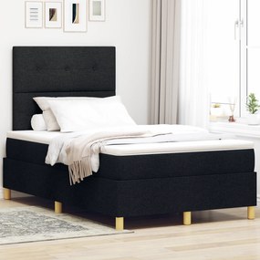 vidaXL Cama Box Spring com Colchão Preto 120x200 cm Tecido
