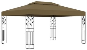 Gazebo com telhado duplo 3x4 m 180 g/m² cinza-acastanhado