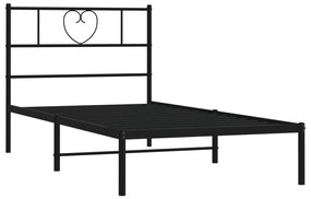 Estrutura de cama com cabeceira 90x190 cm metal preto