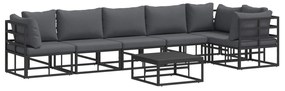 vidaXL Conjunto de Sofá de Jardim com almofada 7 pcs Preto Alumínio