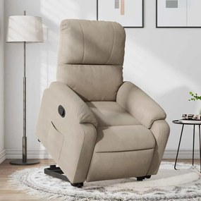 vidaXL Poltrona reclinável elevatória microfibra cinzento-acastanhado